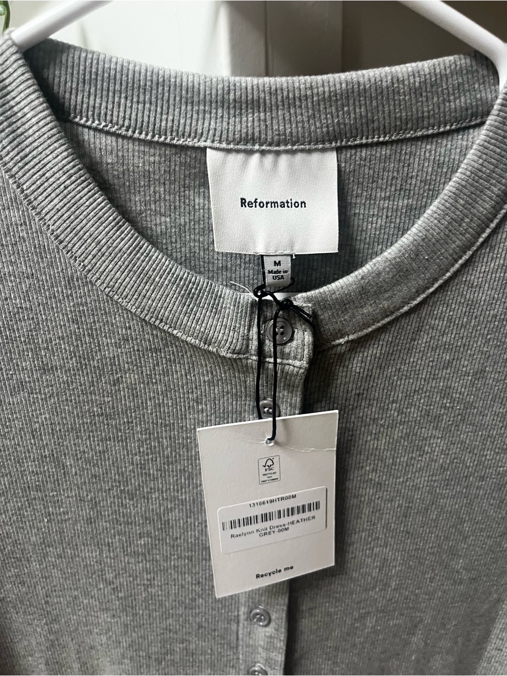 Reformation Raelynn Knit Button Up Dress - Grey NWT - Picture 3 of 4